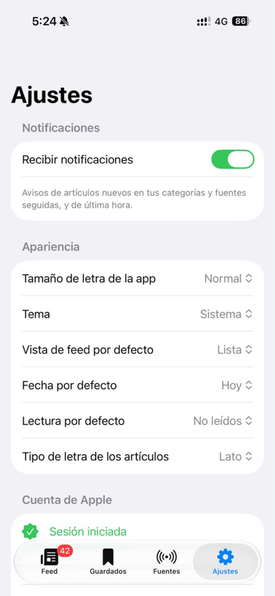 Ajustes de apariencia y notificaciones
